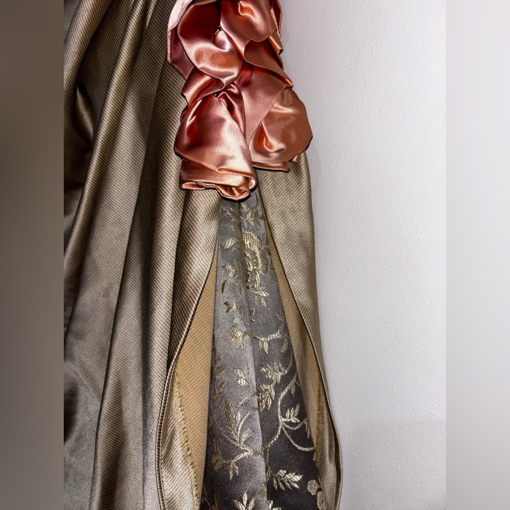 Vintage Elegant Victorian Style Gold Gown with Floral Accents Maxi Dress. - Picture 5 of 11